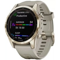Умные часы Garmin Fenix 7S Sapphire Solar 42 мм (кремово-золотой титан/песочный)