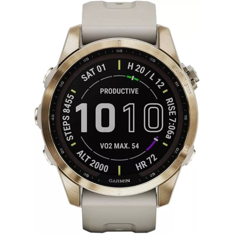 Умные часы Garmin Fenix 7S Sapphire Solar 42 мм (кремово-золотой титан/песочный)