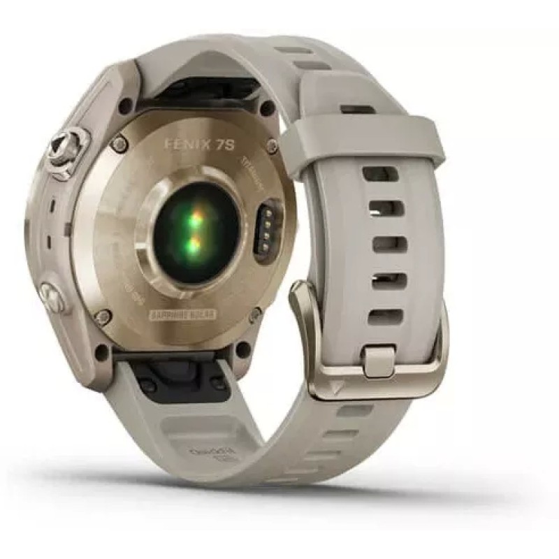 Умные часы Garmin Fenix 7S Sapphire Solar 42 мм (кремово-золотой титан/песочный)