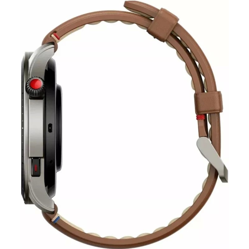 Умные часы Amazfit GTR 4 (серебристый, с коричневым кожаным ремешком)