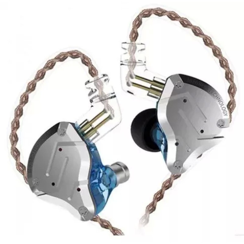 Наушники KZ Acoustics ZS10 Pro без микрофона (серебристый/синий)