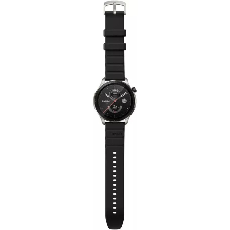 Умные часы Amazfit GTR 4 (серебристый, с черным ремешком из фторэластомера)