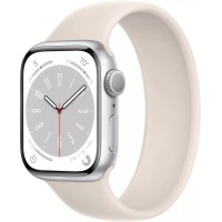 Умные часы Apple Watch Series 8 41 мм (алюминиевый корпус, серебристый/звездный свет, силиконовый ремешок)