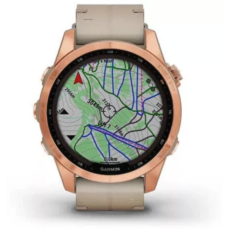 Умные часы Garmin Fenix 7S Sapphire Solar 42 мм (розовое золото/песочный кожа)