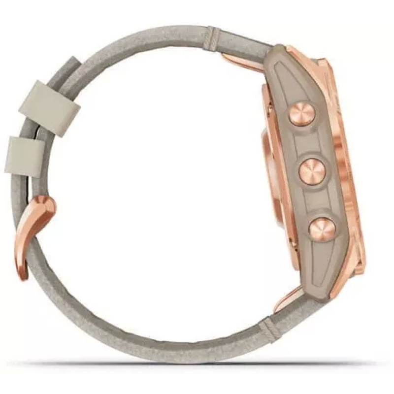 Умные часы Garmin Fenix 7S Sapphire Solar 42 мм (розовое золото/песочный кожа)