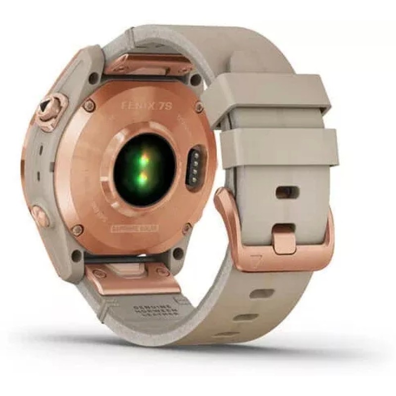 Умные часы Garmin Fenix 7S Sapphire Solar 42 мм (розовое золото/песочный кожа)