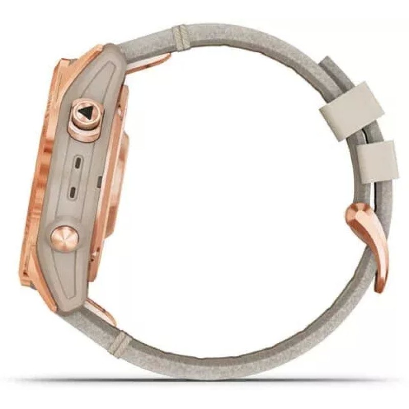 Умные часы Garmin Fenix 7S Sapphire Solar 42 мм (розовое золото/песочный кожа)