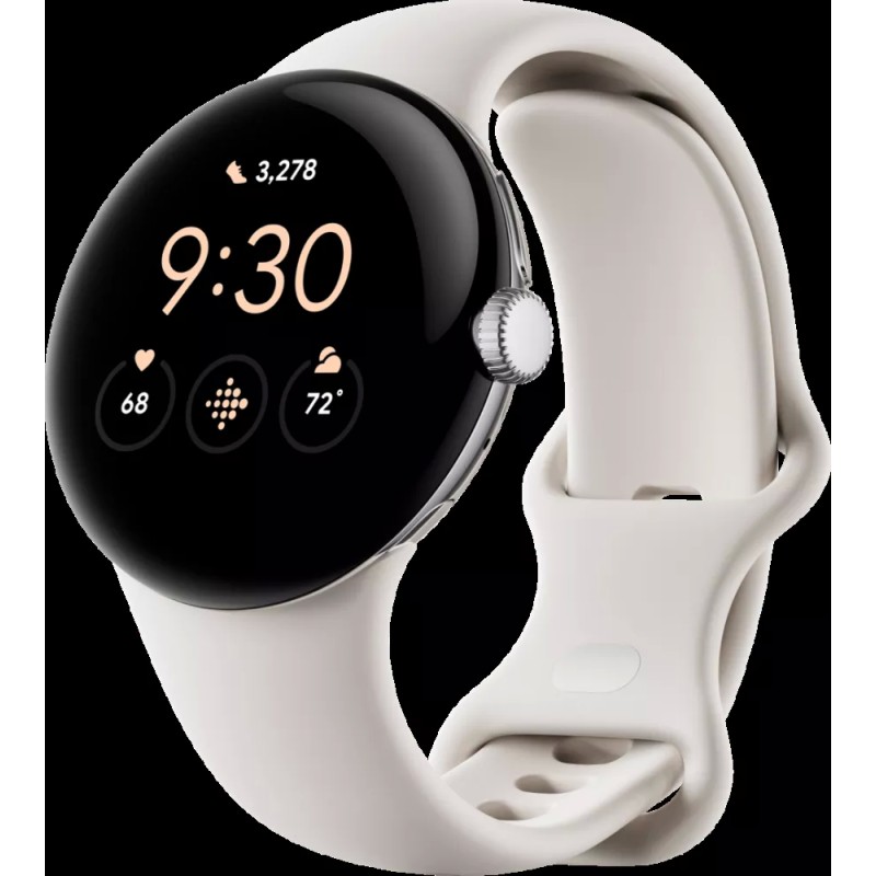 Умные часы Google Pixel Watch LTE (глянцевый серебристый/мел)