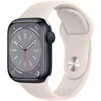 Умные часы Apple Watch Series 8 41 мм (алюминиевый корпус, полуночный/звездный свет, спортивный силиконовый ремешок)