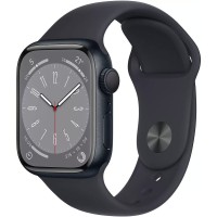 Умные часы Apple Watch Series 8 41 мм (алюминиевый корпус, полуночный/полуночный, спортивный силиконовый ремешок)