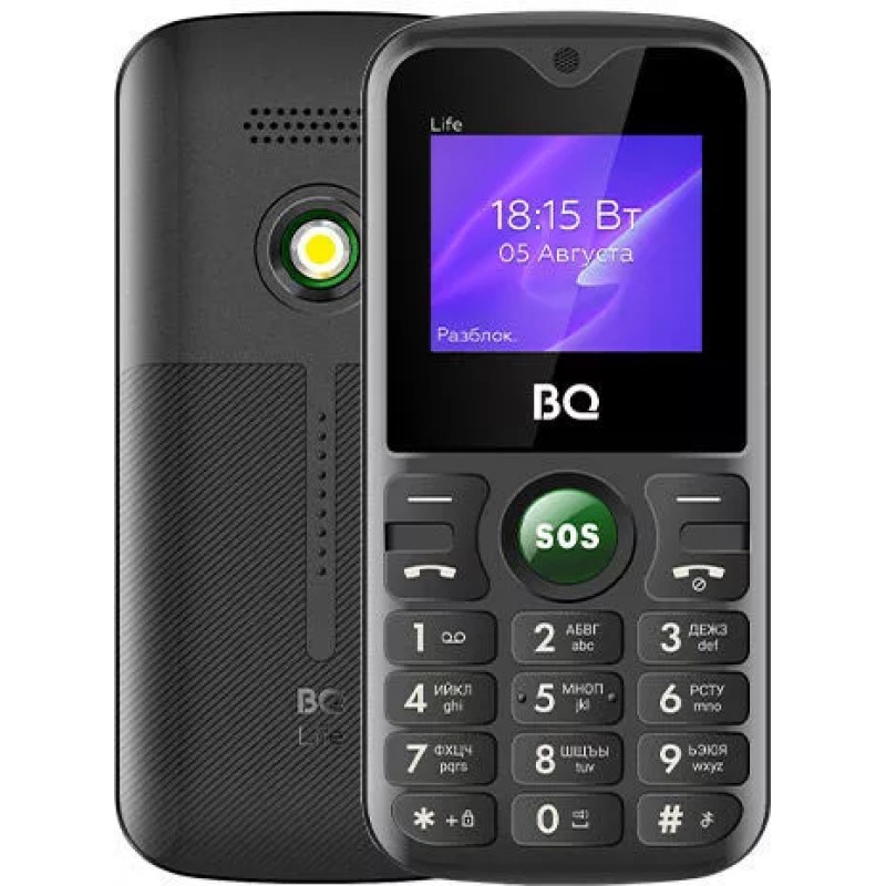 Мобильный телефон BQ BQ-1853 Life (черный/зеленый)