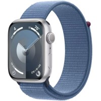 Умные часы Apple Watch Series 9 41 мм (алюминиевый корпус, серебристый/зимний синий, нейлоновый ремешок)