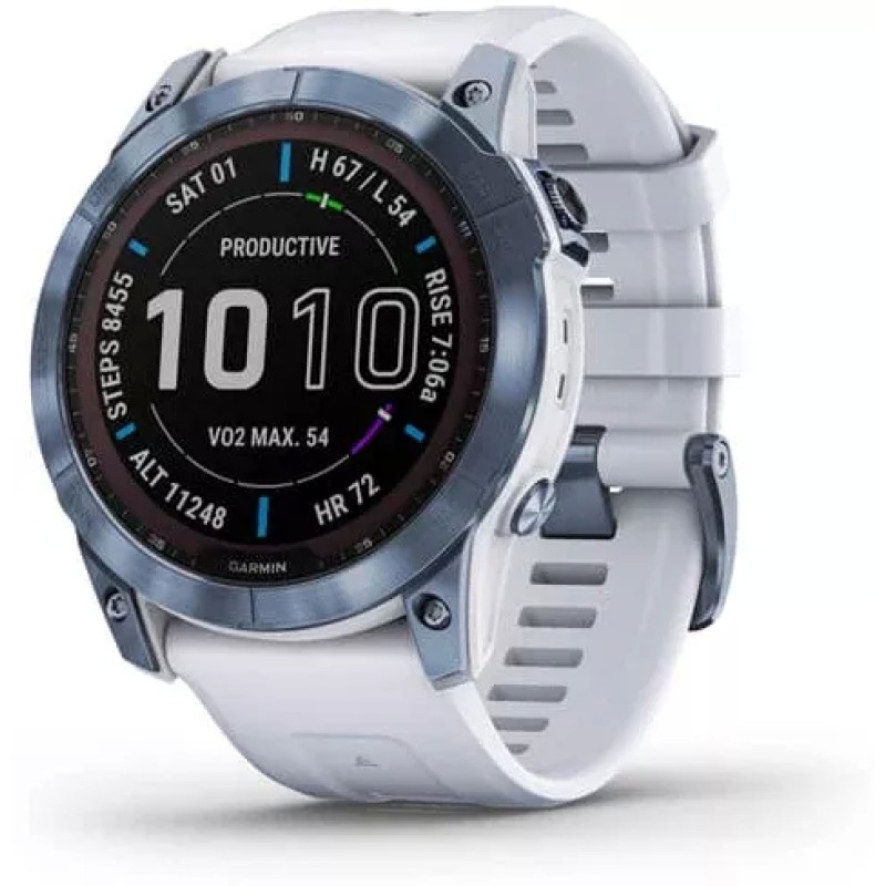 Умные часы Garmin Fenix 7X Sapphire Solar 51 мм (голубой минерал/белый камень)