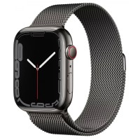 Умные часы Apple Watch Series 7 LTE 45 мм (сталь графитовый/миланский черный)