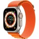 Умные часы Apple Watch Ultra LTE 49 мм (титановый корпус, титановый/оранжевый, текстильный ремешок размера M)