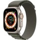 Умные часы Apple Watch Ultra LTE 49 мм (титановый корпус, титановый/темно-зеленый, текстильный ремешок размера L)