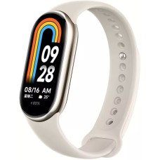 Фитнес-браслет Xiaomi Smart Band 8 (золотистый, с кремовым силиконовым ремешком, международная версия)