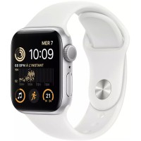 Умные часы Apple Watch SE 2 40 мм (алюминиевый корпус, серебристый/белый, спортивный силиконовый ремешок S/M)