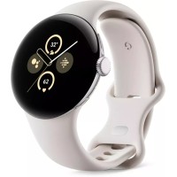 Умные часы Google Pixel Watch 2 LTE (глянцевый серебристый/фарфор, спортивный силиконовый ремешок)