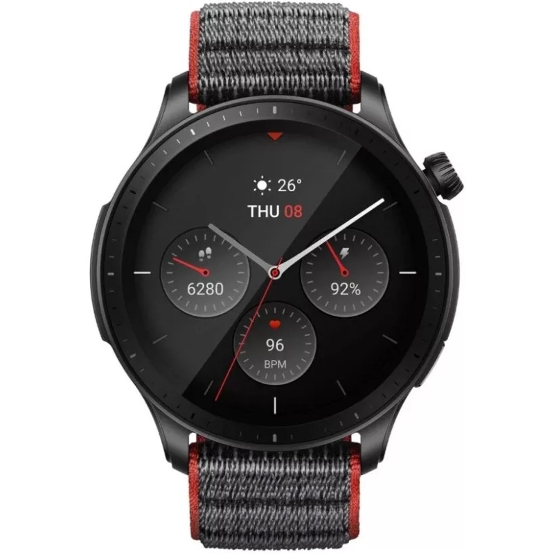 Умные часы Amazfit GTR 4 (серый, с черным нейлоновым ремешком)