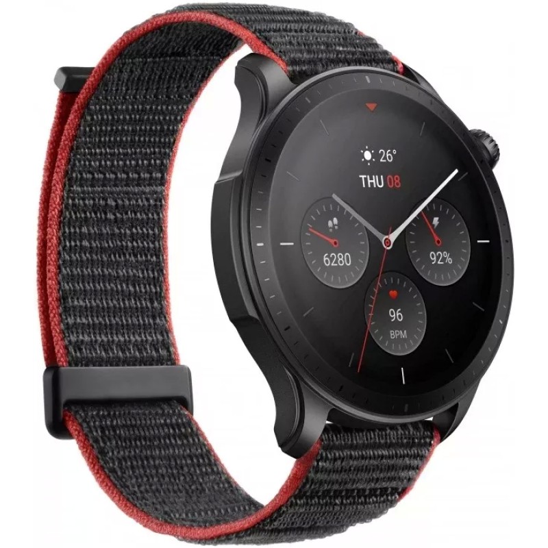 Умные часы Amazfit GTR 4 (серый, с черным нейлоновым ремешком)