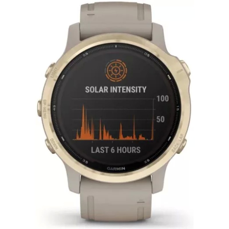 Умные часы Garmin Fenix 6S Pro Solar 42 мм (светло-золотистый, силикон)