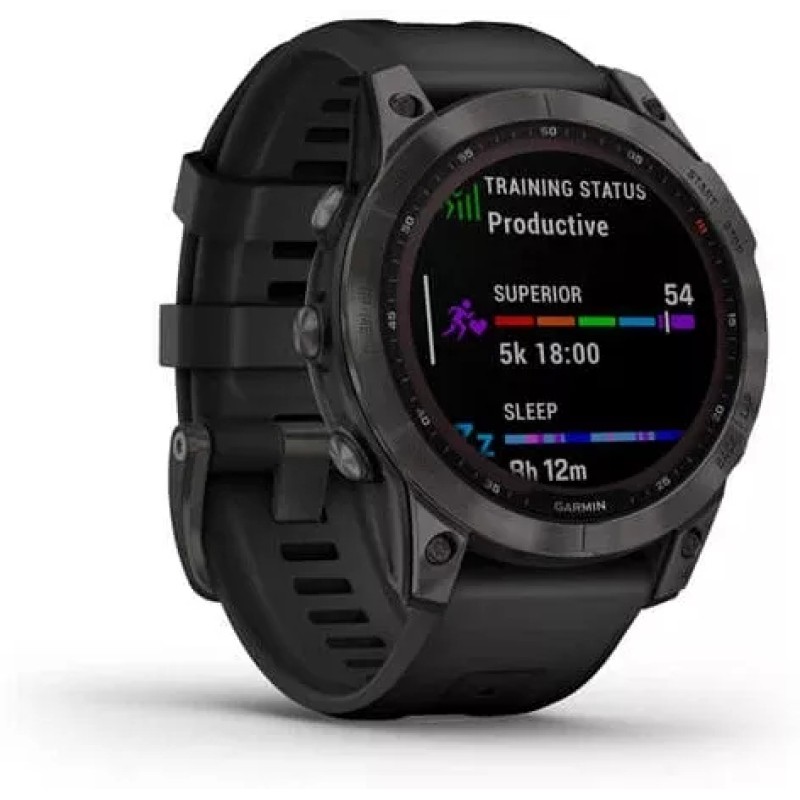 Умные часы Garmin Fenix 7 Sapphire Solar 47 мм (черный титан/черный)