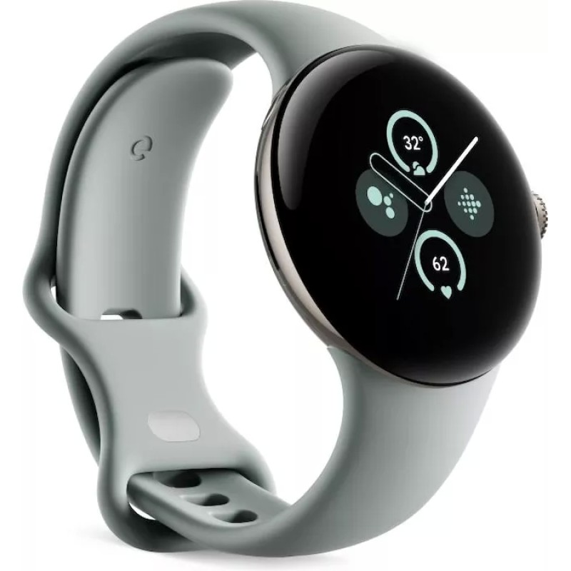 Умные часы Google Pixel Watch 2 (золотистый шампань/лесной орех, спортивный силиконовый ремешок)