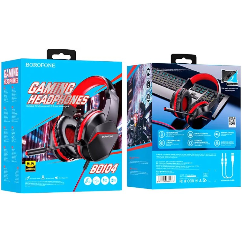 Наушники Borofone BO104 (черный/красный)