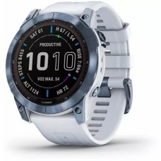 Умные часы Garmin Fenix 7 Sapphire Solar 47 мм (голубой минерал/белый камень)