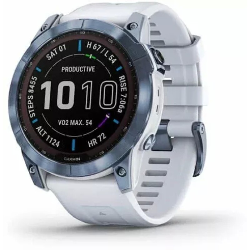 Умные часы Garmin Fenix 7 Sapphire Solar 47 мм (голубой минерал/белый камень)