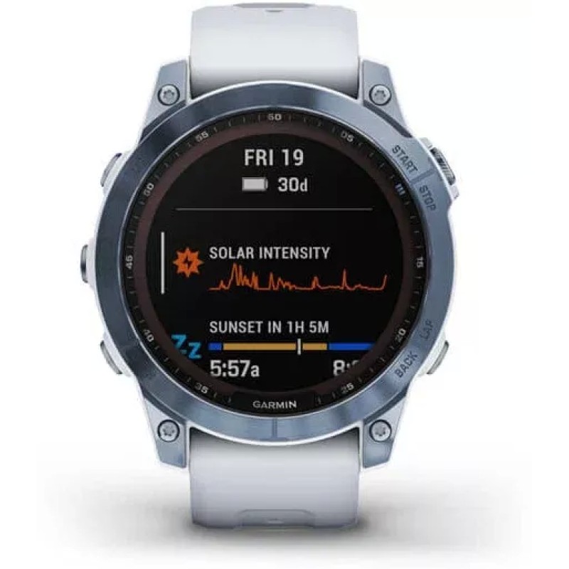 Умные часы Garmin Fenix 7 Sapphire Solar 47 мм (голубой минерал/белый камень)