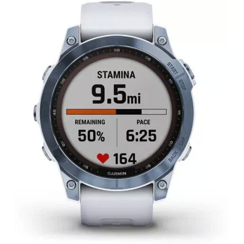 Умные часы Garmin Fenix 7 Sapphire Solar 47 мм (голубой минерал/белый камень)
